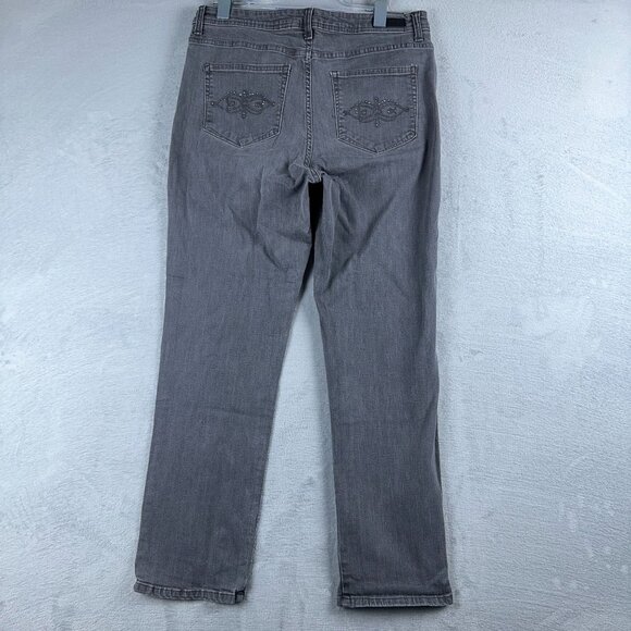 Lee Jeans Womens Size 12S Straight Leg Classic Fit Embroidered Back Pockets Gray - Picture 2 of 10